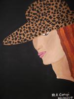 Lady In The Leopard Hat - Acrylic Paintings - By Debra-Ann Congi, Realism Painting Artist